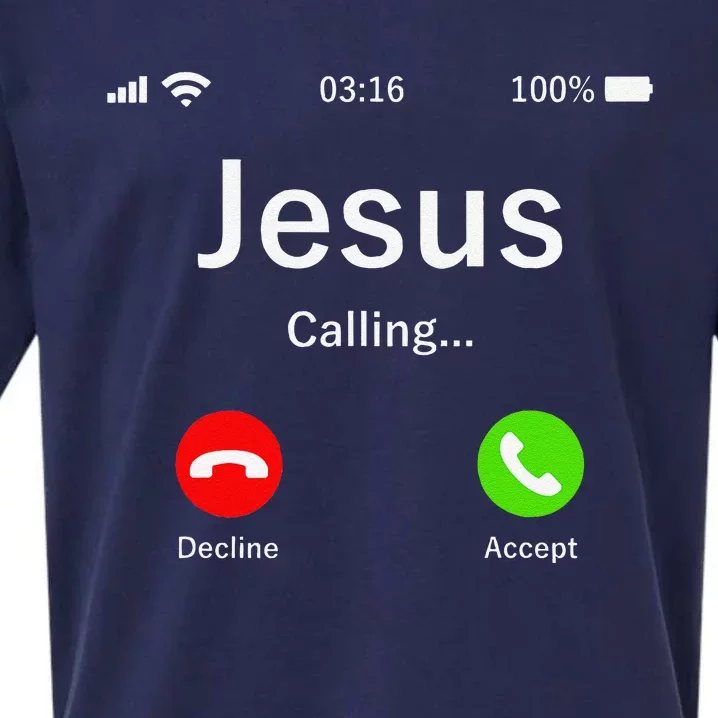 Jesus Is Calling Christian Sueded Cloud Jersey T-Shirt