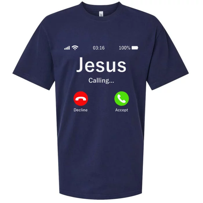 Jesus Is Calling Christian Sueded Cloud Jersey T-Shirt