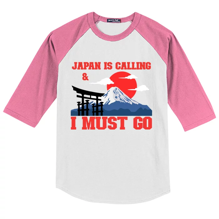 Japan Is Calling And I Must Go Kids Colorblock Raglan Jersey