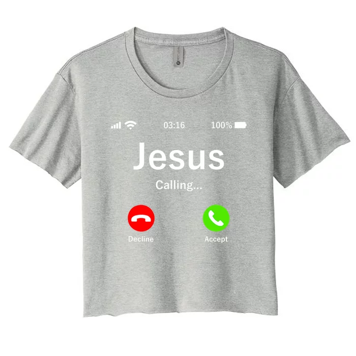 Jesus Is Calling Christian Women's Crop Top Tee