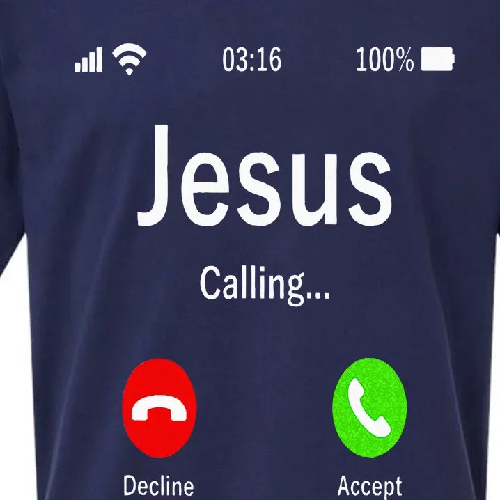 Jesus Is Calling Christian Sueded Cloud Jersey T-Shirt