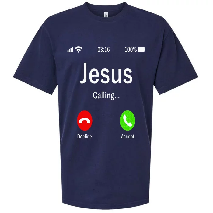 Jesus Is Calling Christian Sueded Cloud Jersey T-Shirt