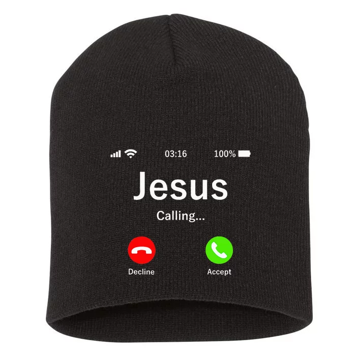 Jesus Is Calling Christian Short Acrylic Beanie