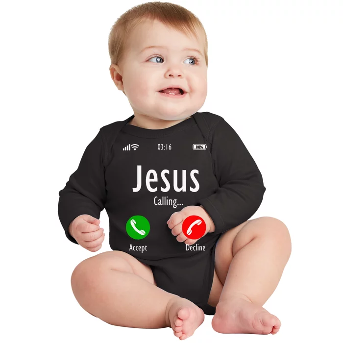 Jesus Is Calling Christian T Baby Long Sleeve Bodysuit