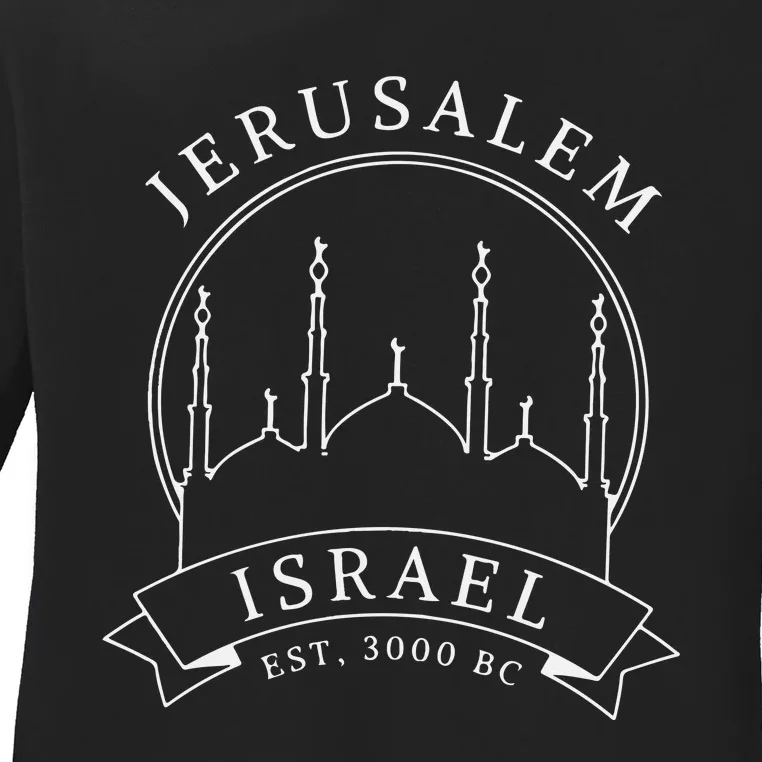 Jerusalem Israel City Jewish Hanukkah Jerusalem Ladies Long Sleeve Shirt