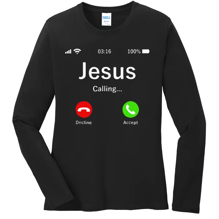 Jesus Is Calling Christian Love King Belief Unity Faith Ladies Long Sleeve Shirt