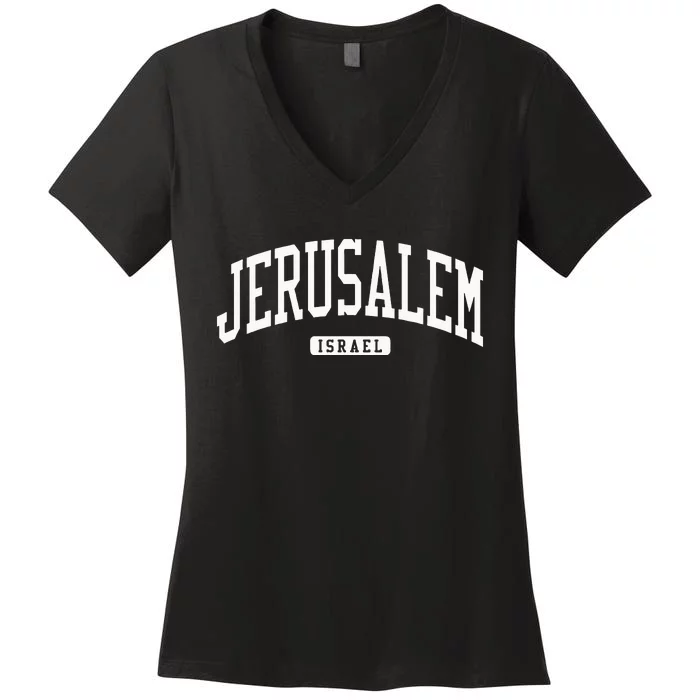 Jerusalem Israel College University Style Women's V-Neck T-Shirt