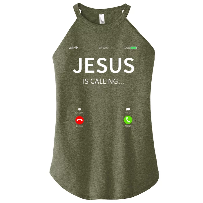 Jesus Is Calling Christian Women’s Perfect Tri Rocker Tank