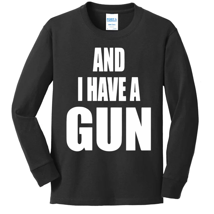 Junathrifts Its Four Loko Friday And I Have A Gun Kids Long Sleeve Shirt