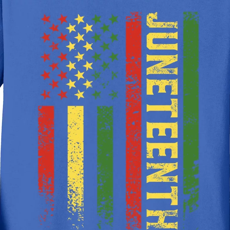 Juneteenth Independence Freedom Day Melanin African Usa Flag Cool Gift Kids Long Sleeve Shirt