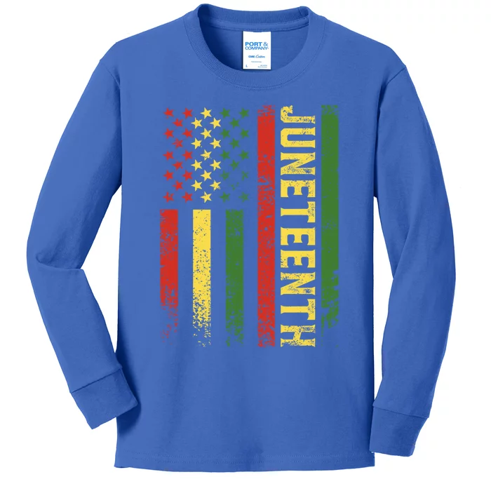 Juneteenth Independence Freedom Day Melanin African Usa Flag Cool Gift Kids Long Sleeve Shirt