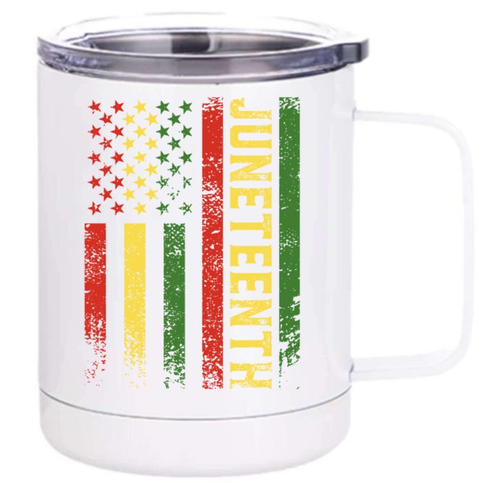 Juneteenth Independence Freedom Day Melanin African Usa Flag Cool Gift Front & Back 12oz Stainless Steel Tumbler Cup