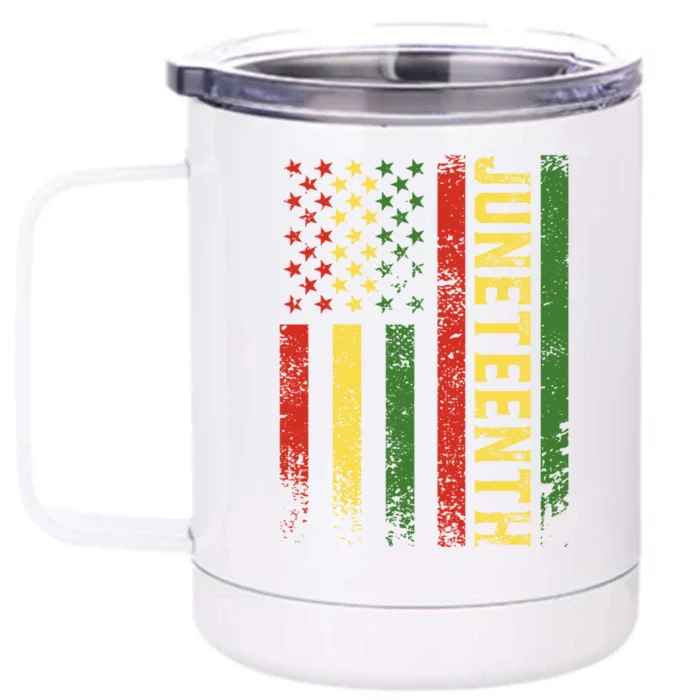 Juneteenth Independence Freedom Day Melanin African Usa Flag Cool Gift Front & Back 12oz Stainless Steel Tumbler Cup