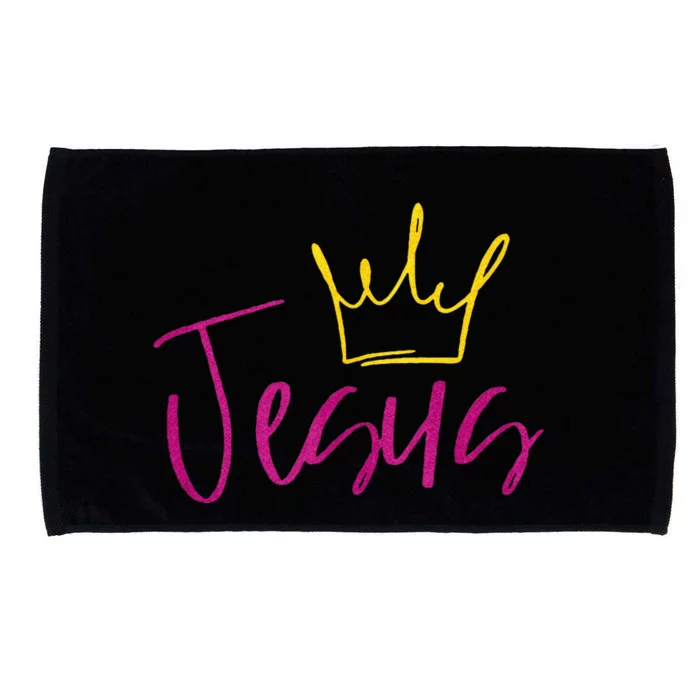 Jesus In Fuchsia Pink Gold Crown Christian Garments Microfiber Hand Towel