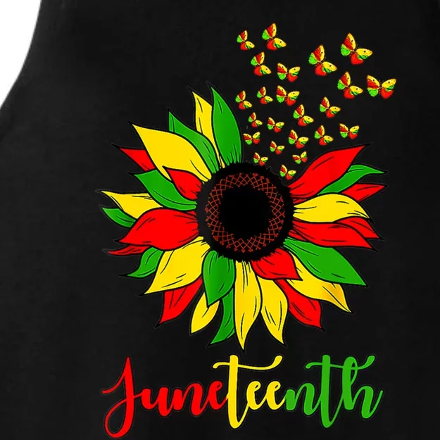 Junenth Independence Freedom Day Sunflower African Lover Meaningful Gift Ladies Tri-Blend Wicking Tank