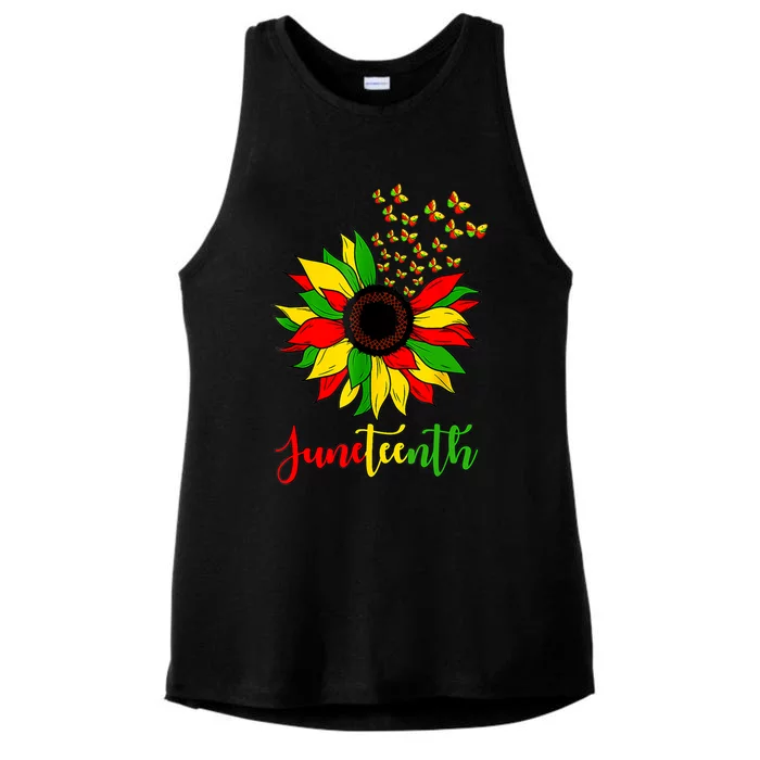 Junenth Independence Freedom Day Sunflower African Lover Meaningful Gift Ladies Tri-Blend Wicking Tank