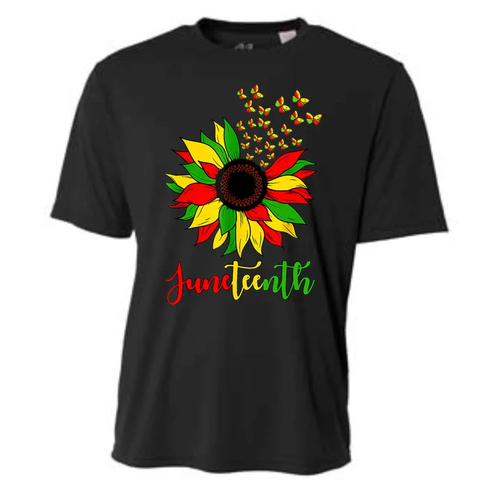 Junenth Independence Freedom Day Sunflower African Lover Meaningful Gift Cooling Performance Crew T-Shirt