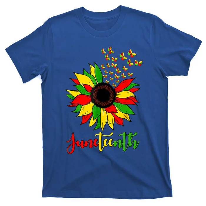 Junenth Independence Freedom Day Sunflower African Lover Meaningful Gift T-Shirt