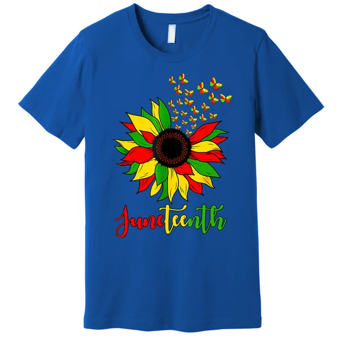 Junenth Independence Freedom Day Sunflower African Lover Meaningful Gift Premium T-Shirt