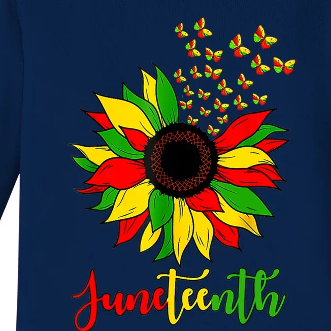 Junenth Independence Freedom Day Sunflower African Lover Meaningful Gift Baby Long Sleeve Bodysuit