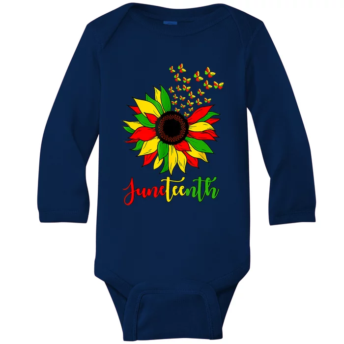 Junenth Independence Freedom Day Sunflower African Lover Meaningful Gift Baby Long Sleeve Bodysuit