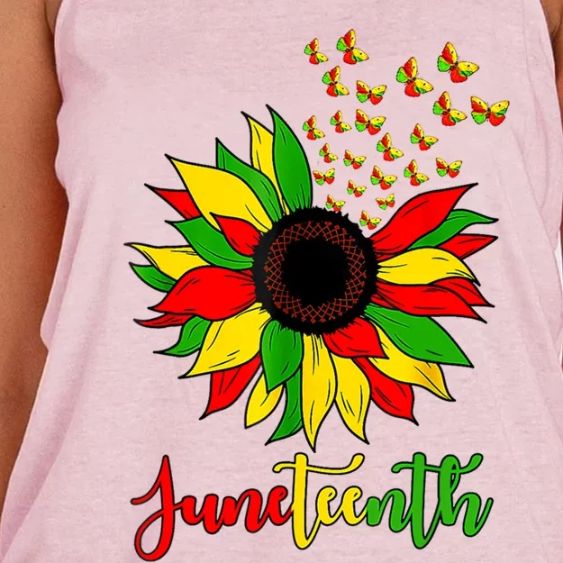 Junenth Independence Freedom Day Sunflower African Lover Meaningful Gift Women's Knotted Racerback Tank