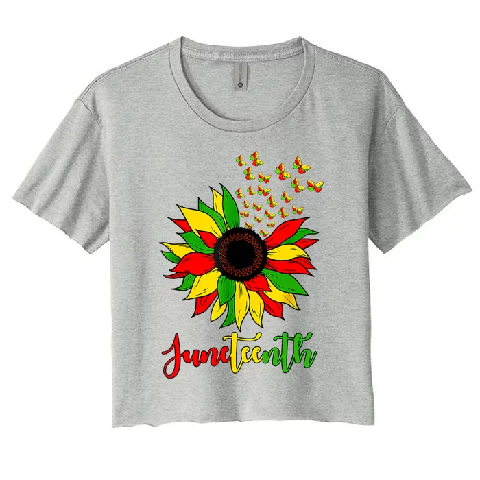 Junenth Independence Freedom Day Sunflower African Lover Meaningful Gift Women's Crop Top Tee