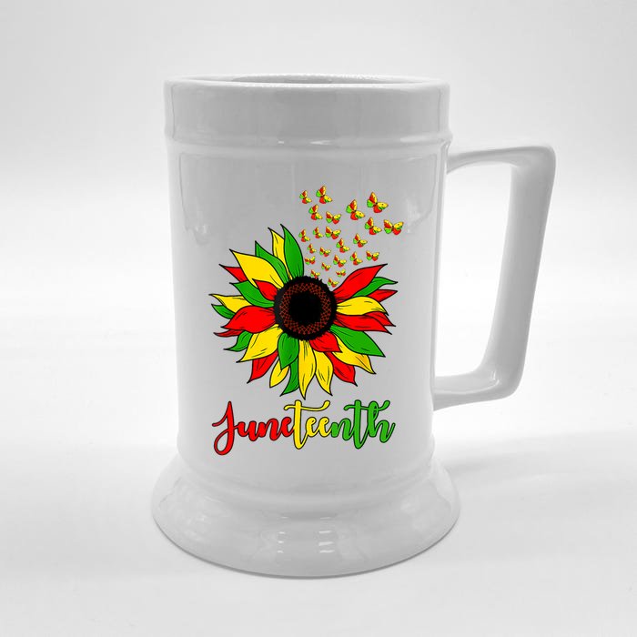 Junenth Independence Freedom Day Sunflower African Lover Meaningful Gift Front & Back Beer Stein