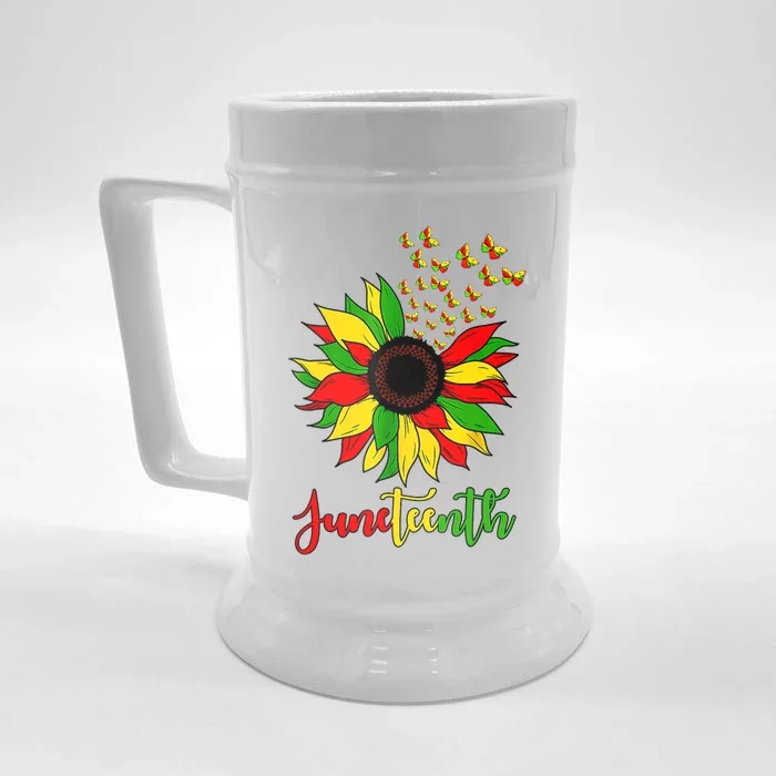 Junenth Independence Freedom Day Sunflower African Lover Meaningful Gift Front & Back Beer Stein