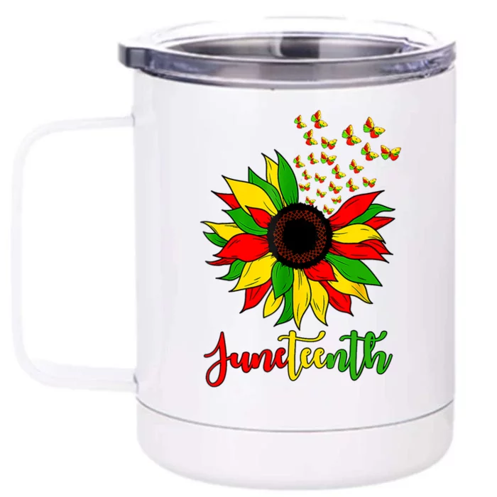 Junenth Independence Freedom Day Sunflower African Lover Meaningful Gift Front & Back 12oz Stainless Steel Tumbler Cup