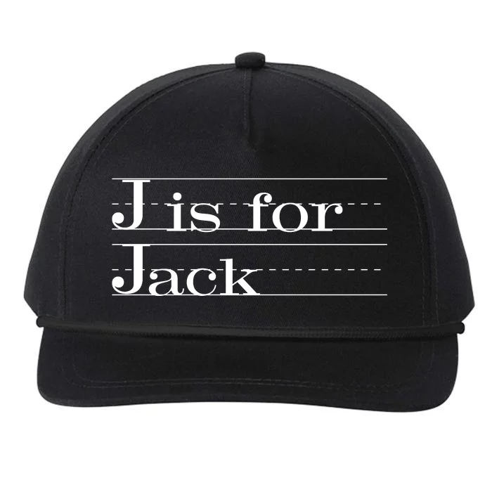 J Is For Jack Awesome Back To School Gift For Kids Snapback Five-Panel Rope Hat