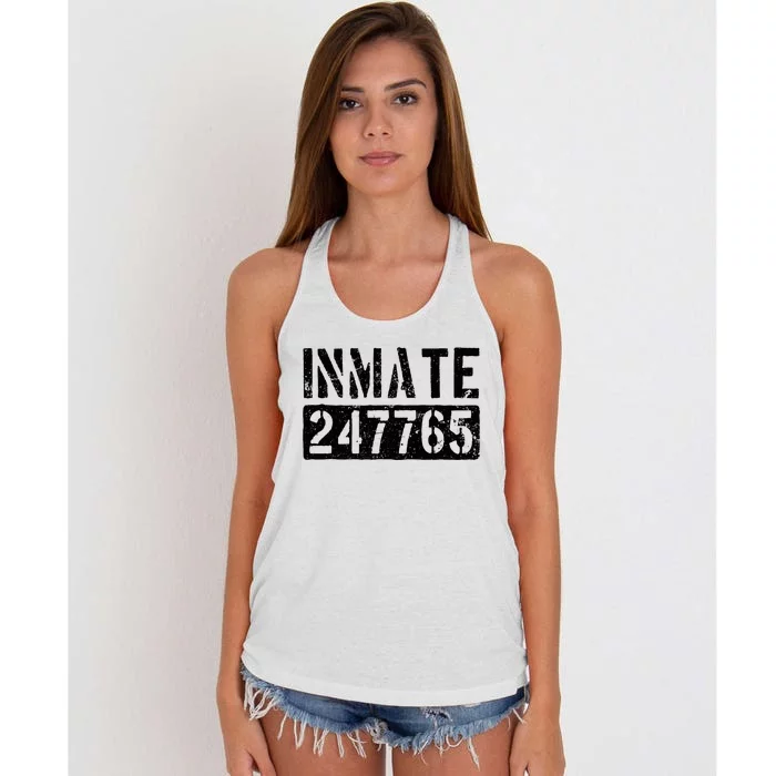 Jail Inmate Funny Prison Inmate Costume Women's Knotted Racerback Tank