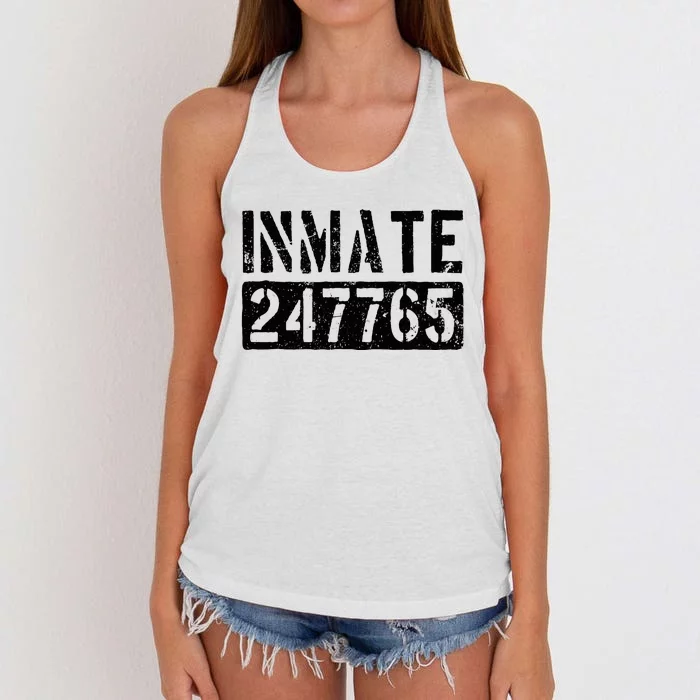 Jail Inmate Funny Prison Inmate Costume Women's Knotted Racerback Tank