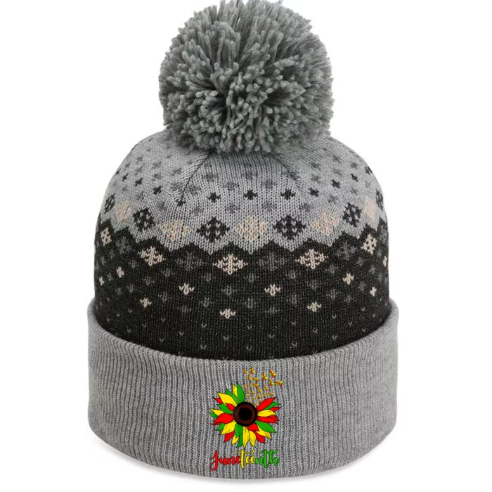 Junenth Independence Freedom Day Sunflower African Lover Cute Gift The Baniff Cuffed Pom Beanie