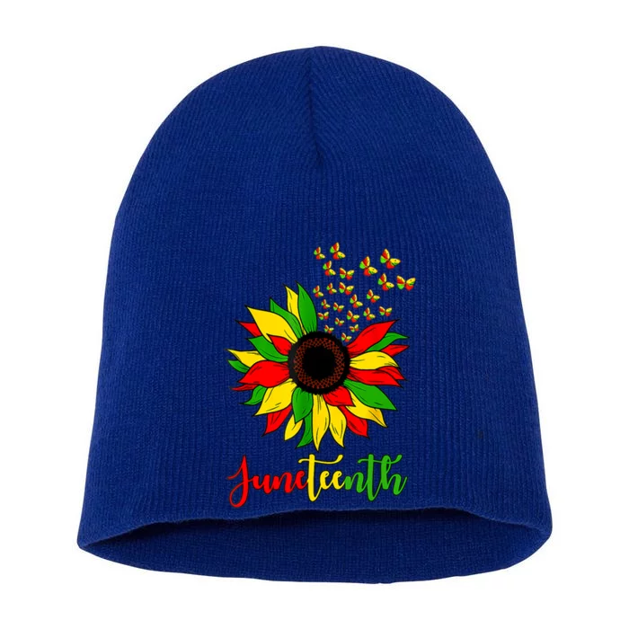 Junenth Independence Freedom Day Sunflower African Lover Cute Gift Short Acrylic Beanie