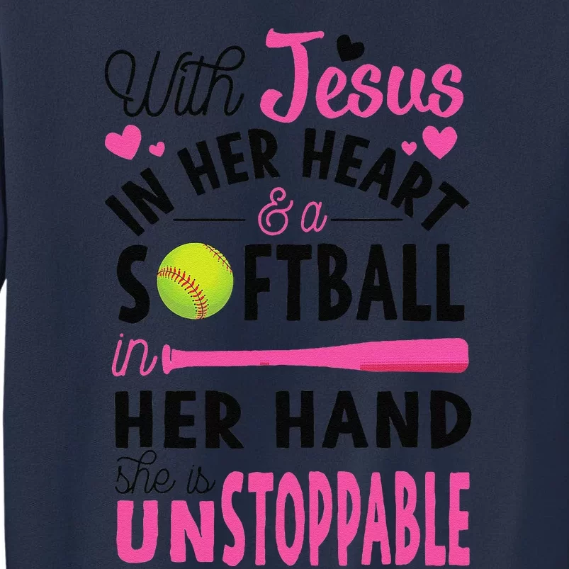 Jesus In Her Heart Softball Hand Funny Pitcher Gift For Her Gift Sweatshirt