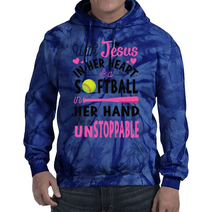 Jesus In Her Heart Softball Hand Funny Pitcher Gift For Her Gift Tie Dye Hoodie