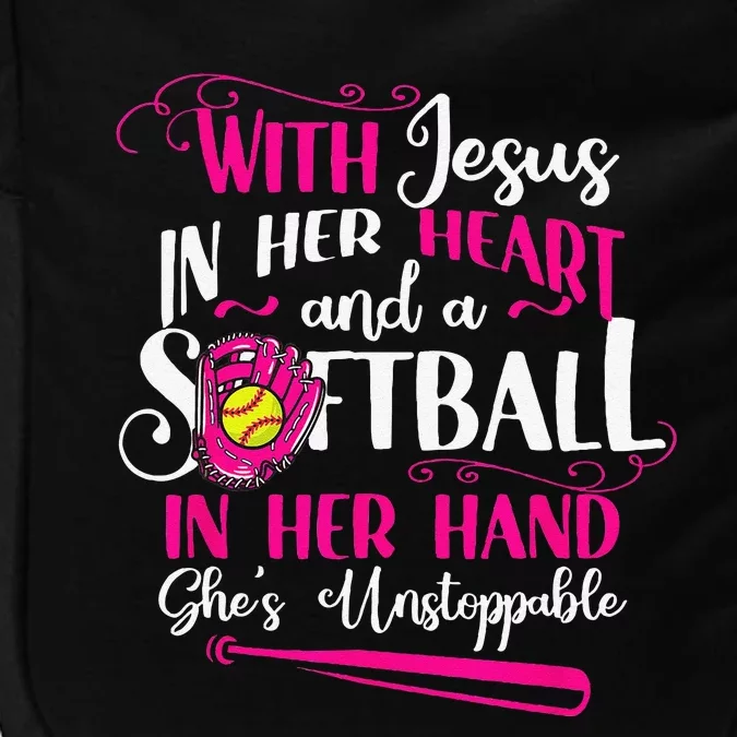 Jesus In Her Heart Softball Hand Funny Pitcher For Her Cute Impact Tech Backpack