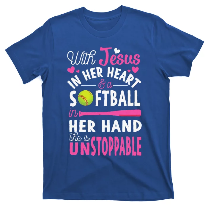 Jesus In Her Heart Softball Hand Funny Pitcher Gift For Her T-Shirt