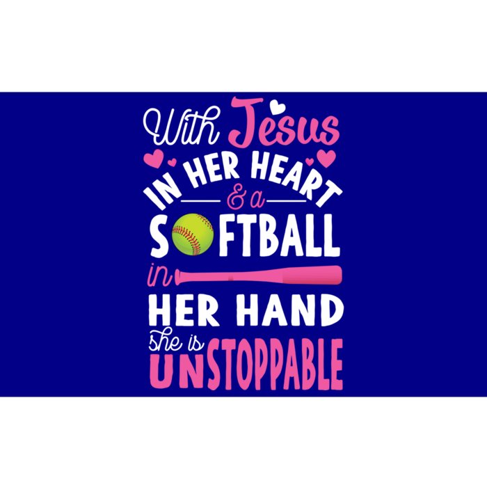 Jesus In Her Heart Softball Hand Funny Pitcher Gift For Her Gift Bumper Sticker