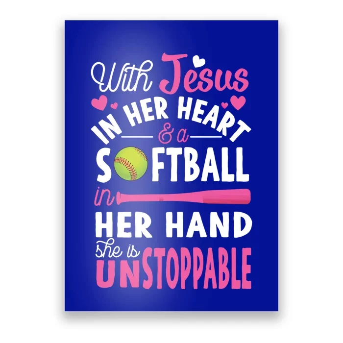 Jesus In Her Heart Softball Hand Funny Pitcher Gift For Her Gift Poster