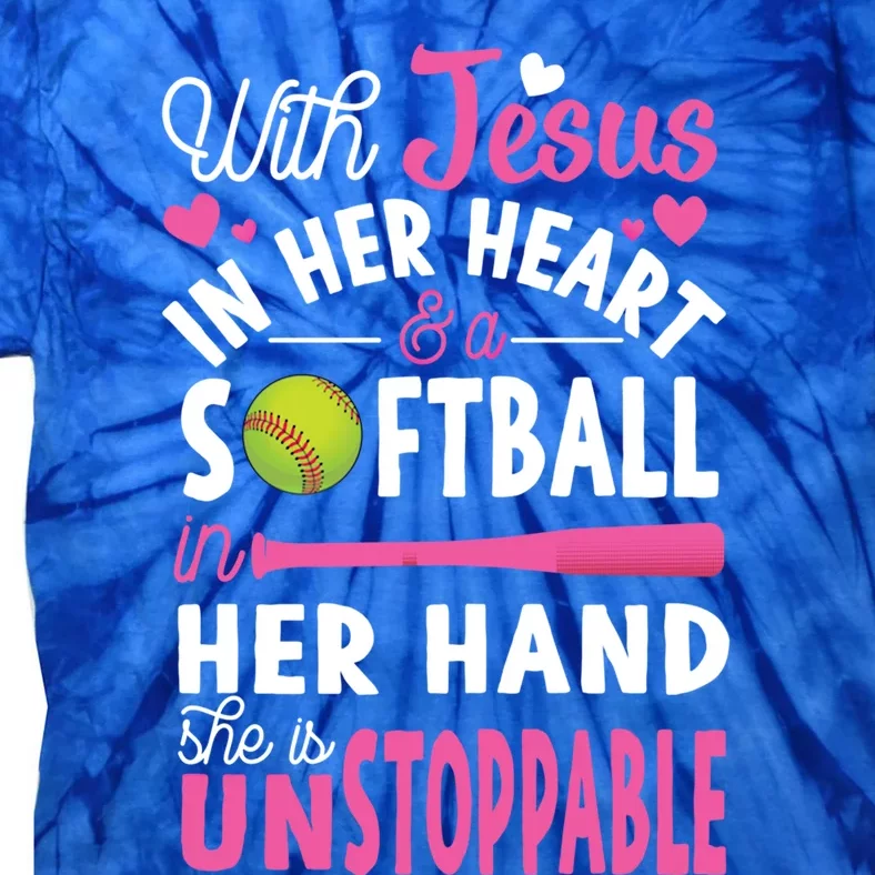 Jesus In Her Heart Softball Hand Funny Pitcher Gift For Her Gift Tie-Dye T-Shirt