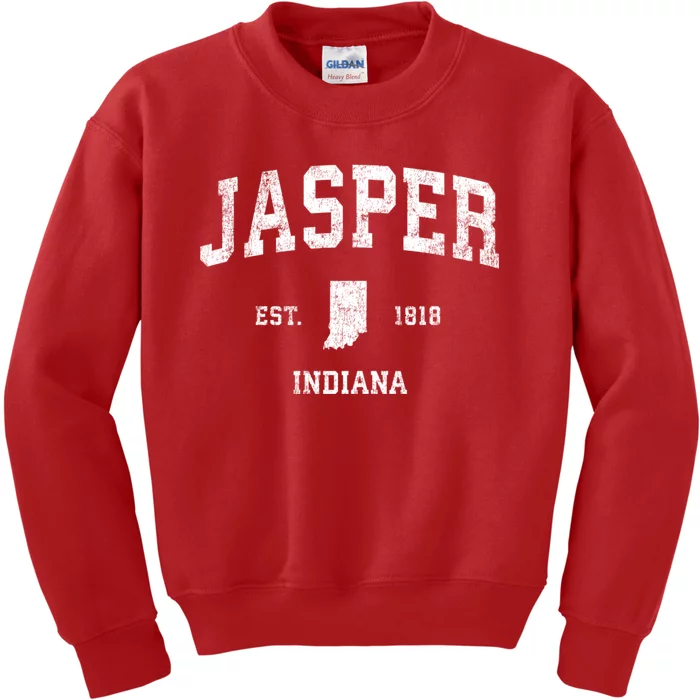 Jasper Indiana In Vintage Sports Kids Sweatshirt