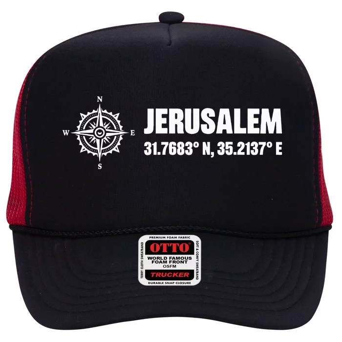 Jerusalem Israel Israel Flag Jerusalems High Crown Mesh Trucker Hat