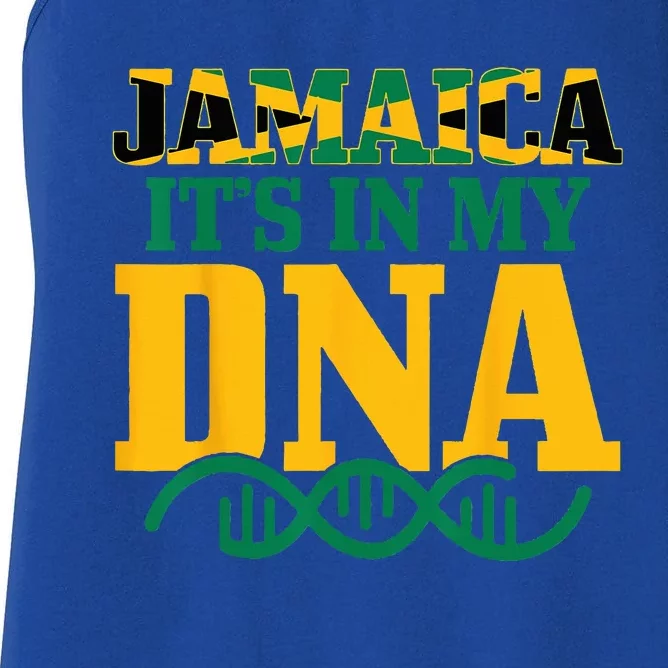 Jamaica Its In My DNA Jamaican Flag Pride Women's Racerback Tank