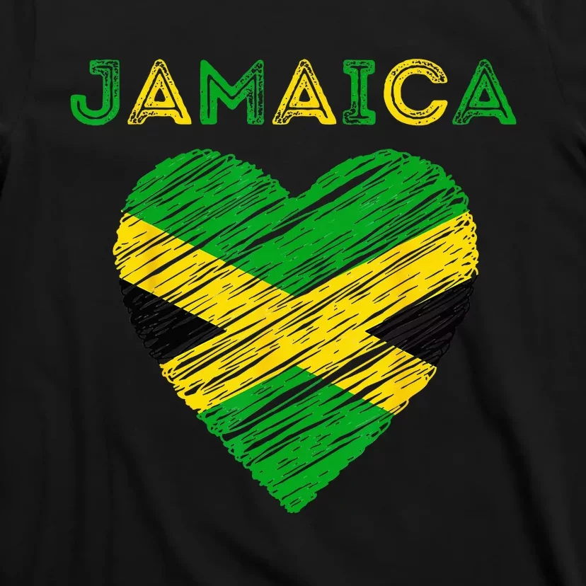 Jamaica Is In My Heart Proud Jamaican Jamaica Flag Heart T-Shirt