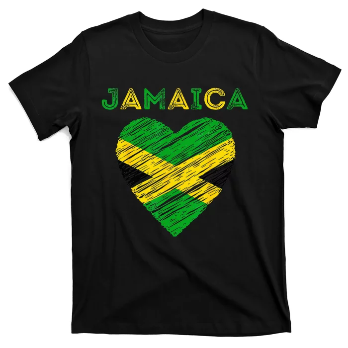 Jamaica Is In My Heart Proud Jamaican Jamaica Flag Heart T-Shirt