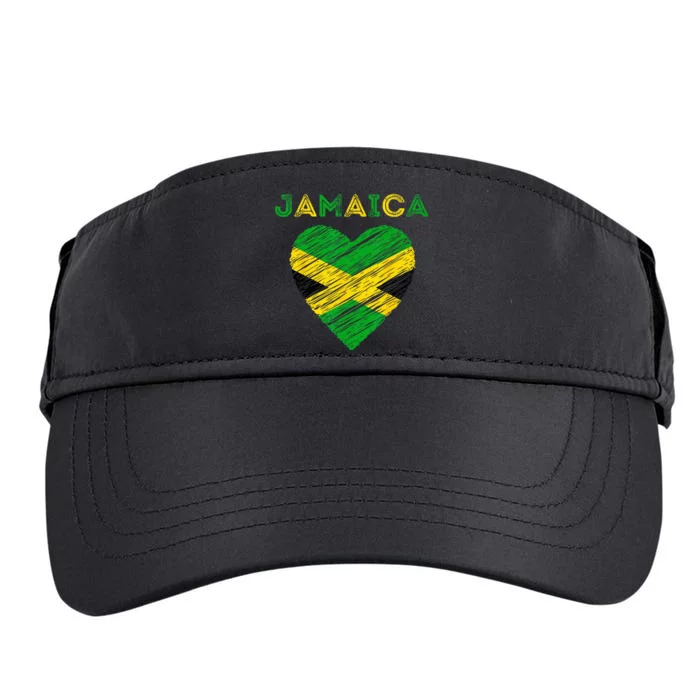 Jamaica Is In My Heart Proud Jamaican Jamaica Flag Heart Adult Drive Performance Visor