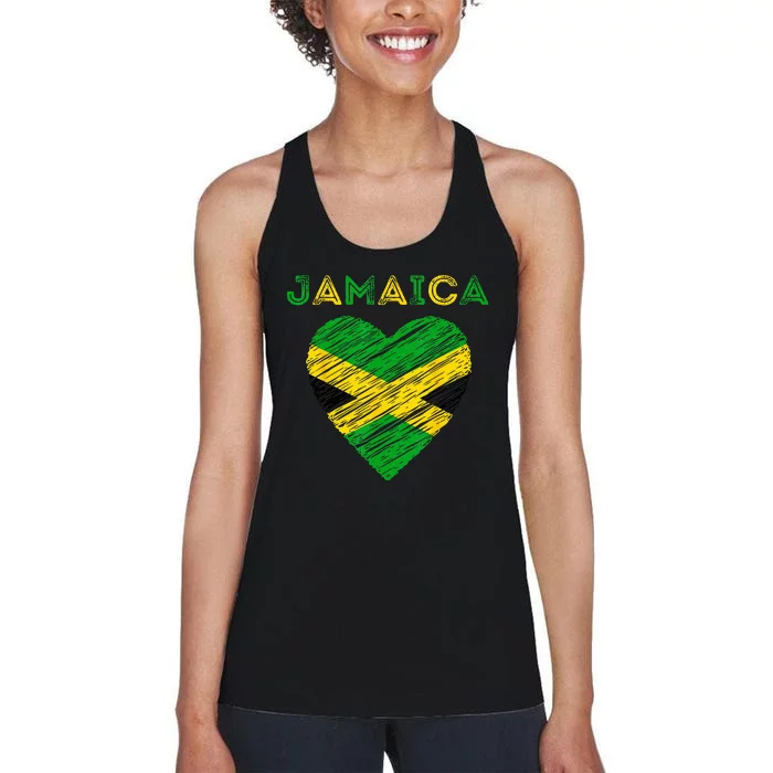 Jamaica Is In My Heart Proud Jamaican Jamaica Flag Heart Women's Racerback Tank