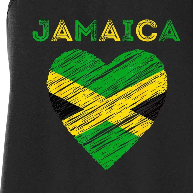 Jamaica Is In My Heart Proud Jamaican Jamaica Flag Heart Women's Racerback Tank